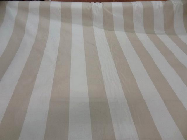 Taffetas ameublement larges rayures blanc casse beige 1 1
