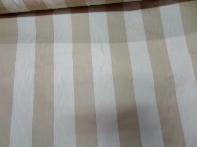 Taffetas ameublement larges rayures blanc casse beige 2 1
