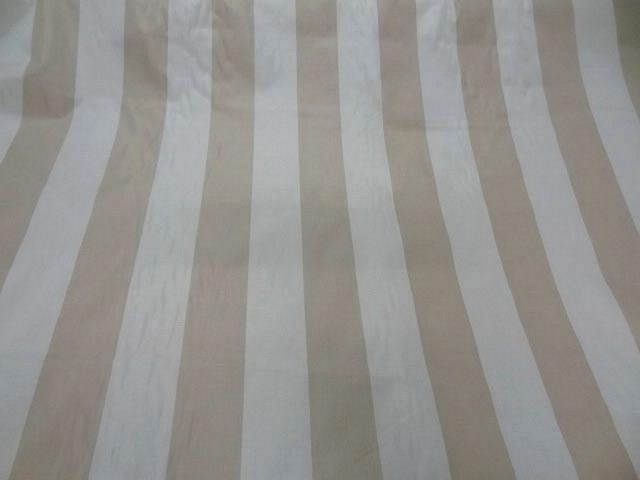 Taffetas ameublement larges rayures blanc casse beige 2