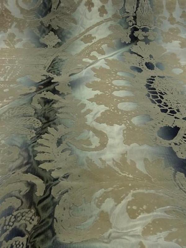 Taffetas bandes degradees gris beige mordore motif velours applique 5 