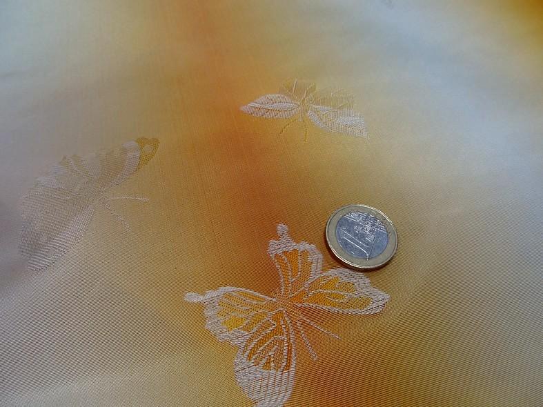 Taffetas bandes degradees orangees motif papillons faconnes 1