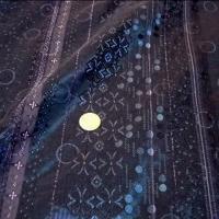 Taffetas bleu paon glycine motif frise de bulles et fleurs 1 