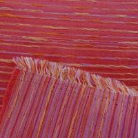 Taffetas cerise brodé de fils en rayures 003