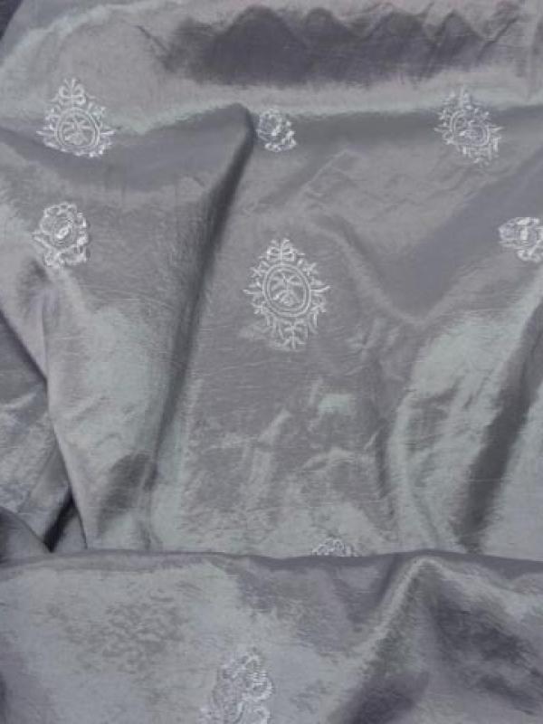 Taffetas changeant faconne gris metal