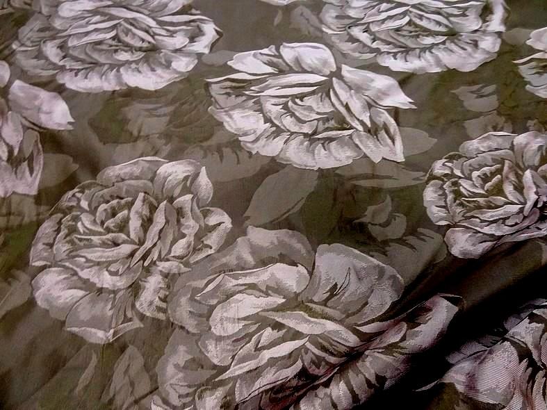 Taffetas damasse mordore rose larges fleurs 2 1