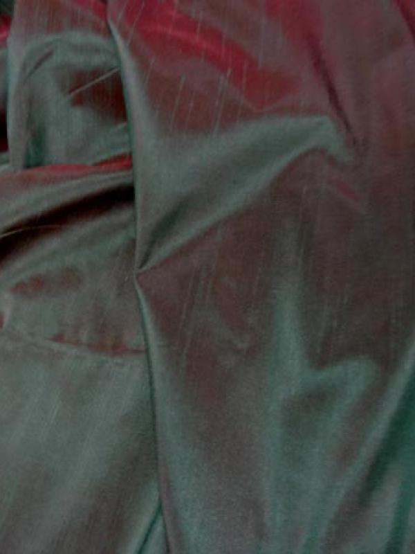 Taffetas effet doupions cerise vert meleze 
