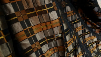 Taffetas façonné carreaux marron cuivre 03