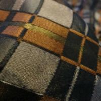 Taffetas façonné carreaux marron cuivre 04