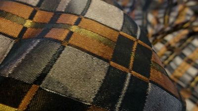 Taffetas façonné carreaux marron cuivre 04