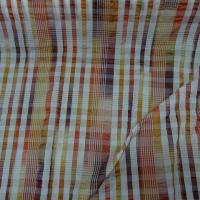 Taffetas gaufre motif madras ocre cuivre 1