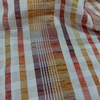 Taffetas gaufre motif madras ocre cuivre 2 