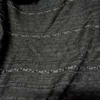 Taffetas gris mine de crayon surbrode fleuri avec frises 2