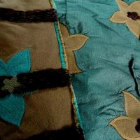 Taffetas jardin imaginaire bleu paon et cacao 3