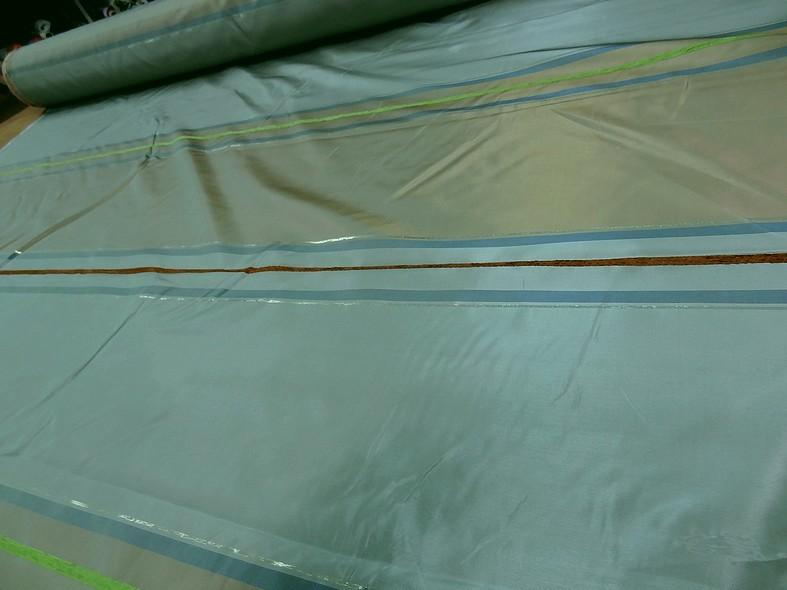 Taffetas large rayures beige dore bleu givre 1