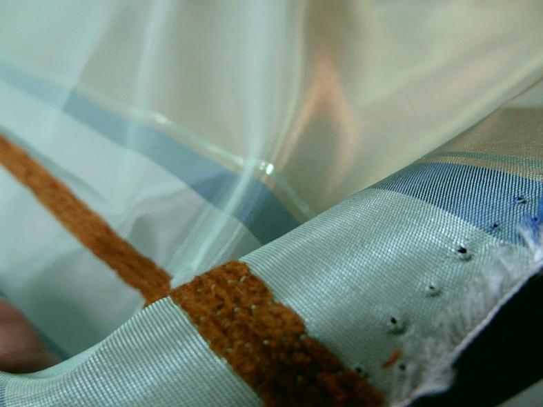 Taffetas large rayures beige dore bleu givre 3