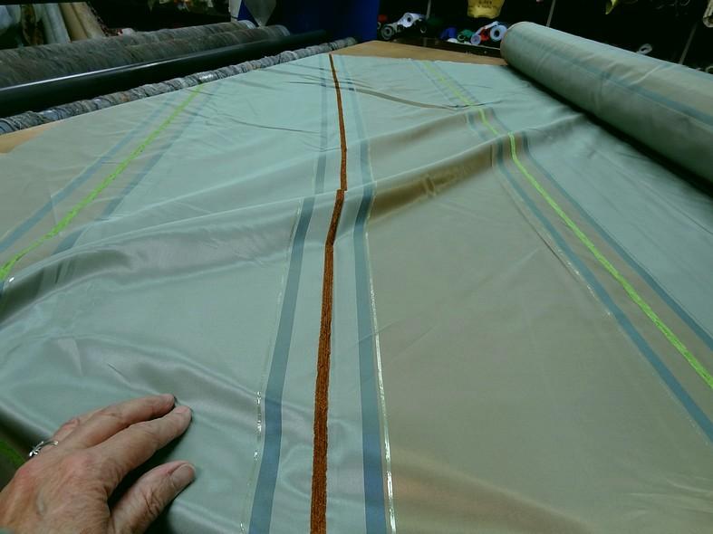 Taffetas large rayures beige dore bleu givre 4