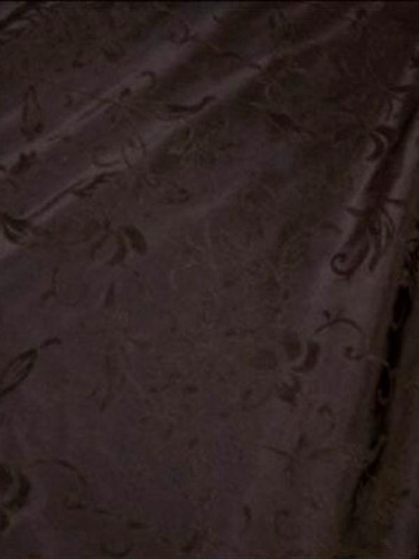 Taffetas marron floque de fleurs en velours 1 