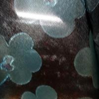 Taffetas motif fleurs vintage bleu canard et cachou 3 