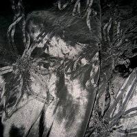 Taffetas noir rebrode de rubans formant des fleurs 1