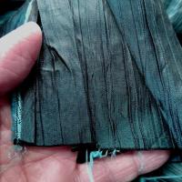 Taffetas plisse bleu canard reflets noirs 5