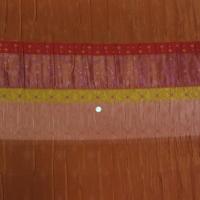 Taffetas plisse fronces brodees orangees 1