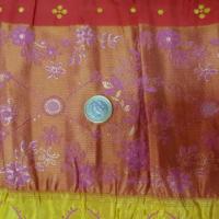 Taffetas plisse fronces brodees orangees 3