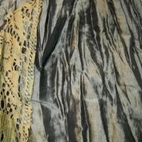 Taffetas plisse rayures kaki or pale marron galon dentelle mais 1 