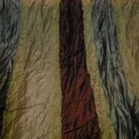 Taffetas plisse rayures kaki or pale marron galon dentelle mais 2 
