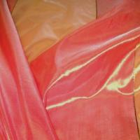 Taffetas raye corail et mandarine 1 