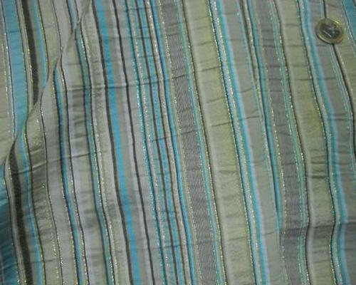 Taffetas rayures bayadere beige turquoise lurex 1 