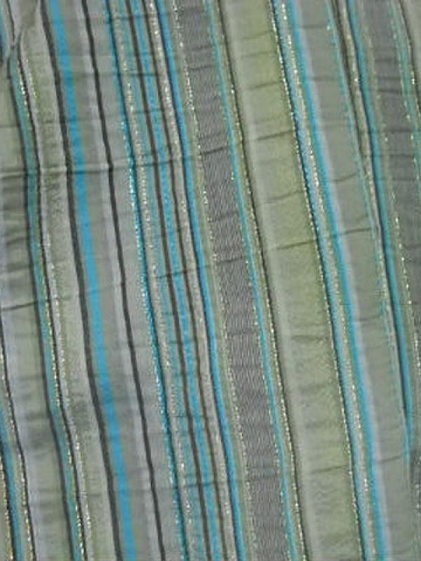 Taffetas rayures bayadere beige turquoise lurex 1 