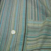 Taffetas rayures bayadere beige turquoise lurex 2 