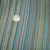 Taffetas rayures bayadere beige turquoise lurex 3 