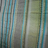 Taffetas rayures bayadere beige turquoise lurex 4 