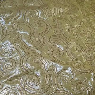 Taffetas reversible or pale vinaigre motif volutes 1 