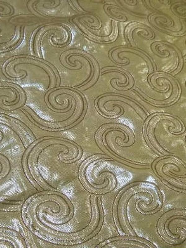 Taffetas reversible or pale vinaigre motif volutes 1 