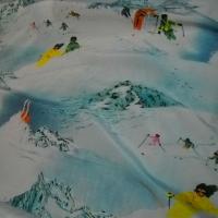 Taffetas souple motifs skieurs et montagnes 2