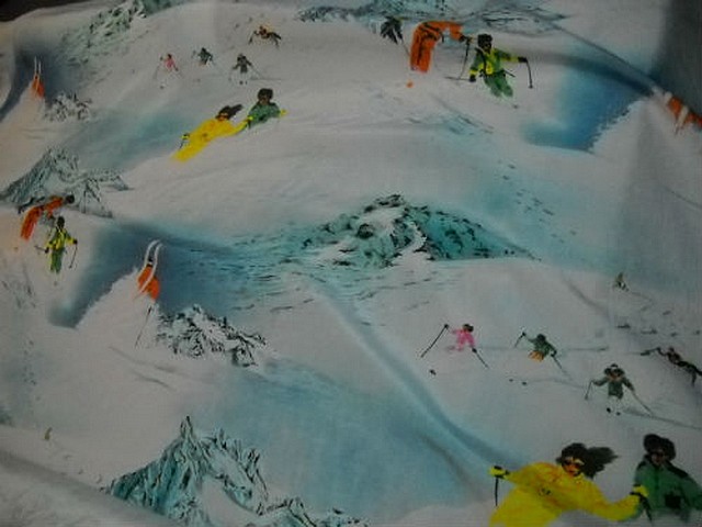 Taffetas souple motifs skieurs et montagnes 2
