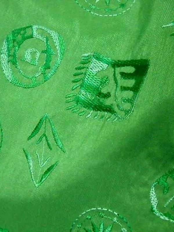 Taffetas vert pomme brode ton sur ton 3 