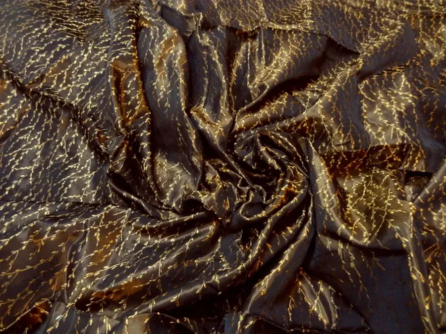 Taffetas viscose marron cuivre motifs epis 6
