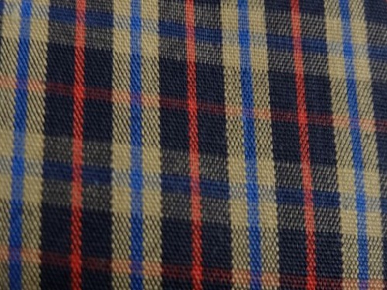 Tergal a carreaux beige et marine 1