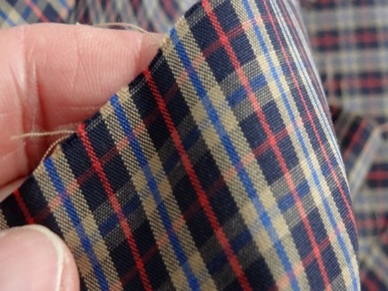 Tergal a carreaux beige et marine 2