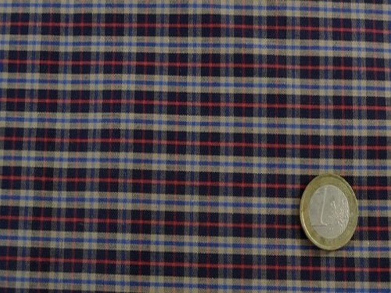 Tergal a carreaux beige et marine 4