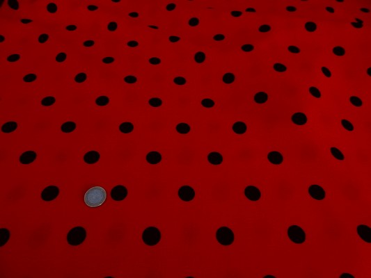 Tergal lin rouge pois noirs 01