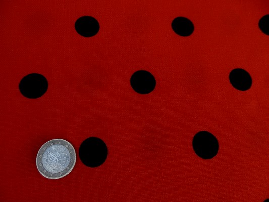 Tergal lin rouge pois noirs 02