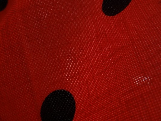 Tergal lin rouge pois noirs 04