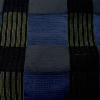 Tissu ameublement carreaux satin bleu noir 