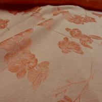 Tissu ameublement damasse satine motif classique teinte jus d orange 