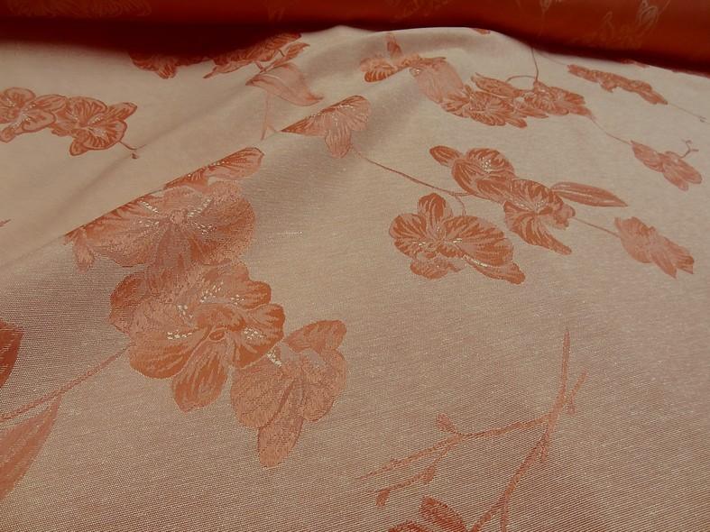 Tissu ameublement damasse satine motif classique teinte jus d orange