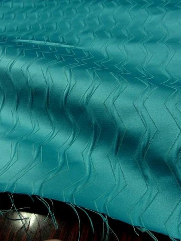 Tissu ameublement motif zig zag turquoise moyen 1 
